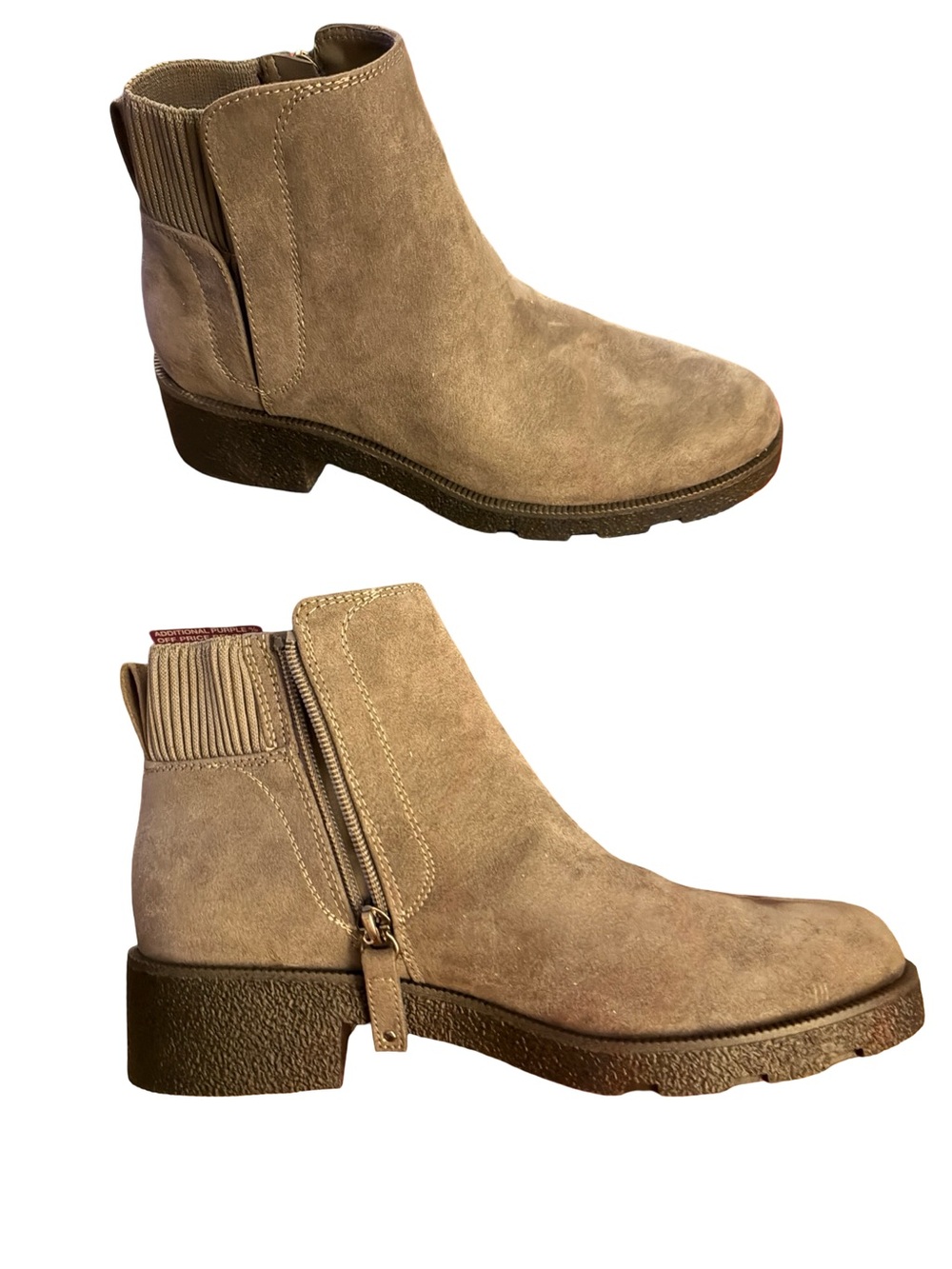 Dr. Scholl's Taupe Suede Ankle Booties with Side Zip